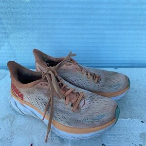 Hoka One One Womens Clifton 8 CSPY Orange Running Sneakers  Size 7.5B
